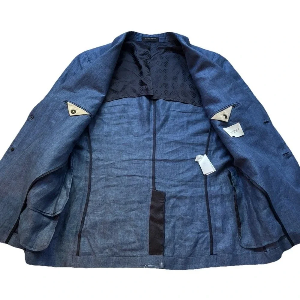 Banana Republic Navy Blue Linen-Blend Sport Coat